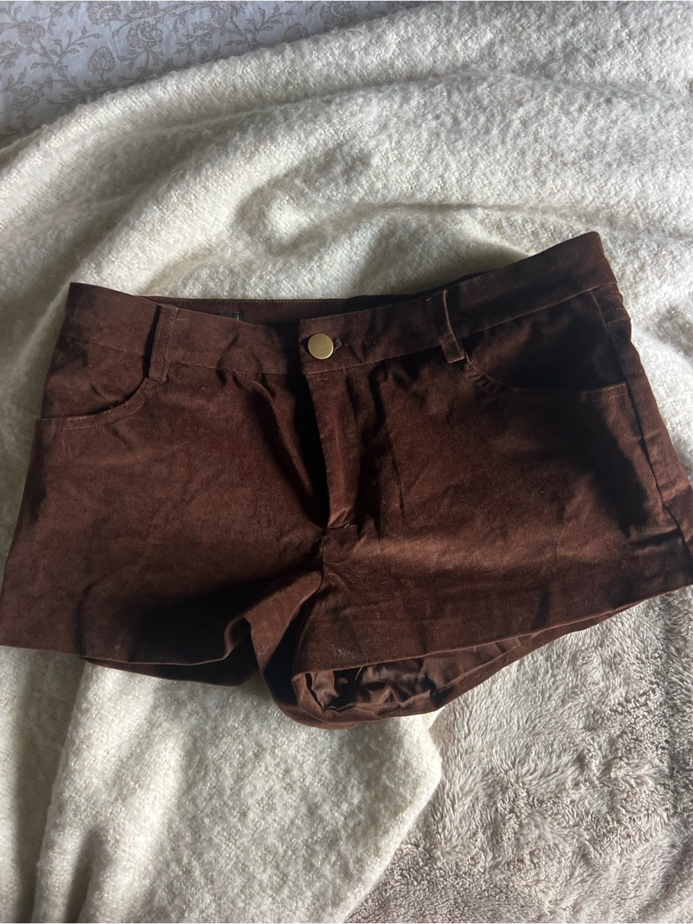 Zara Chocolate Brown Suede-Look Jean Shorts